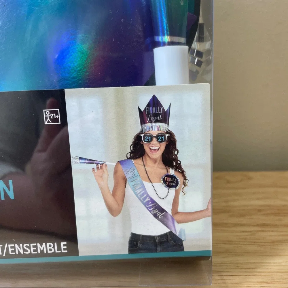 Amscan 21st Birthday Finally Legal 6 Piece Celebration Kit Purple Iridescent